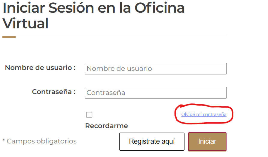 como recuperar mi contraseña de sinavid
